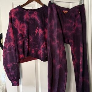 Aviator Nation Set - Cropped Crew Neck Sweatshirt and Joggers